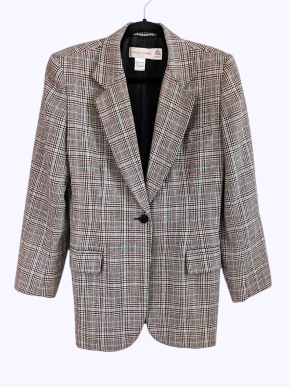 Vintage Like New Casual Corner 100% Wool‎ Plaid Single-Button Blazer Sz 10